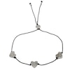 Thumbnail Image 1 of HS Edit HEARTS Sterling Silver Triple Cubic Zirconia Heart Station Black Cord Friendship Bracelet