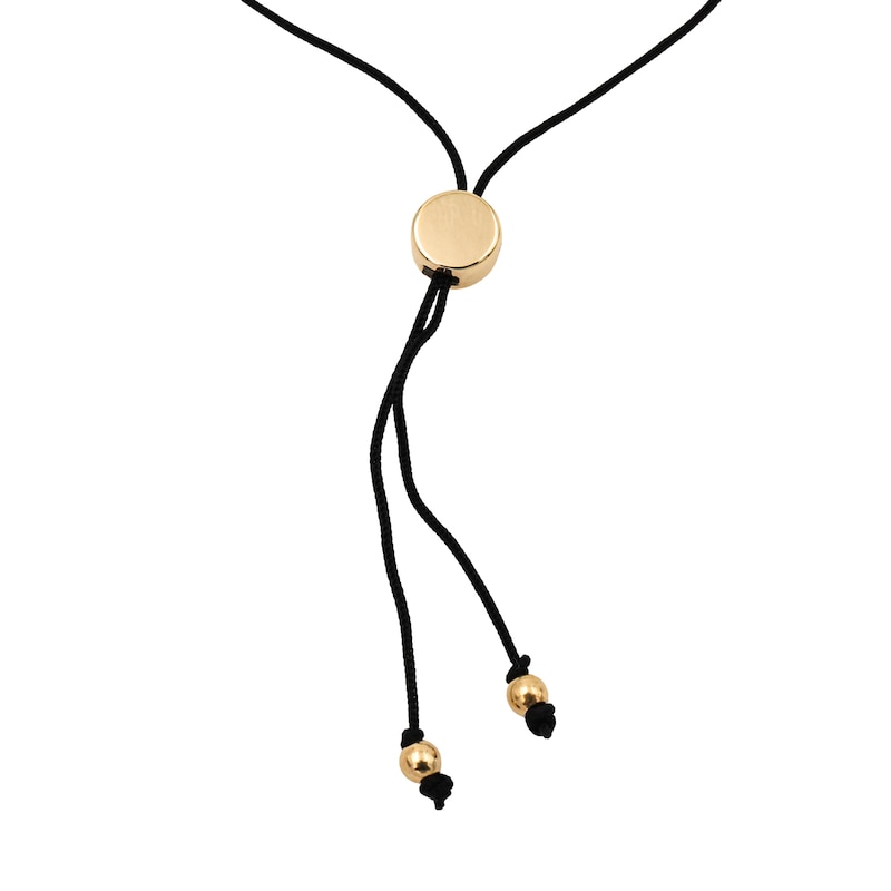 Main Image 2 of HS Edit TEARDROP 18ct Yellow Gold Plated Sterling Silver Teardrop Adjustable Black Cord Bracelet