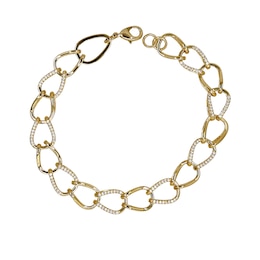 HS Edit CHAINS 18ct Yellow Gold Plate & Cubic Zirconia Chunky Large Link Chain Bracelet
