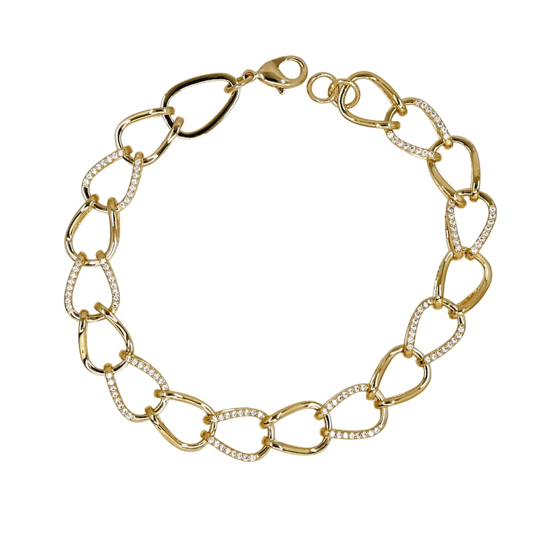 Main Image 1 of HS Edit CHAINS 18ct Yellow Gold Plate & Cubic Zirconia Chunky Large Link Chain Bracelet