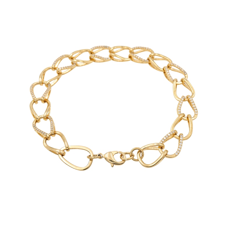 Main Image 2 of HS Edit CHAINS 18ct Yellow Gold Plate & Cubic Zirconia Chunky Large Link Chain Bracelet