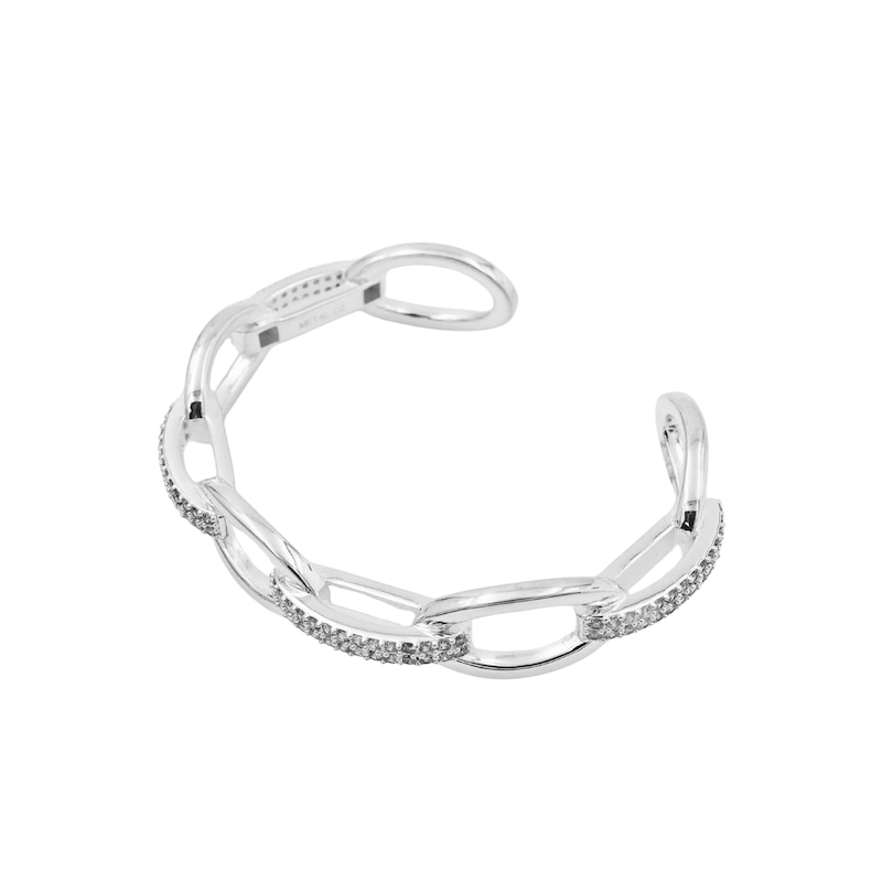 Main Image 3 of HS Edit CHAINS Sterling Silver Plate & Cubic Zirconia Round Link Bangle