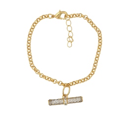 HS Edit T-BAR 18ct Yellow Gold Plated Large Cubic Zirconia T-Bar Bracelet