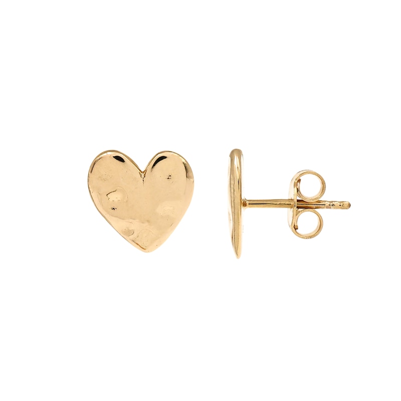 Main Image 3 of HS Edit HEARTS 18ct Yellow Gold Plated Sterling Silver Hammered Heart Stud Earrings
