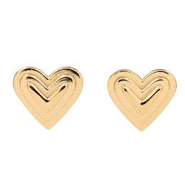 HS Edit HEARTS 18ct Yellow Gold Plated Groove Heart Stud Earrings