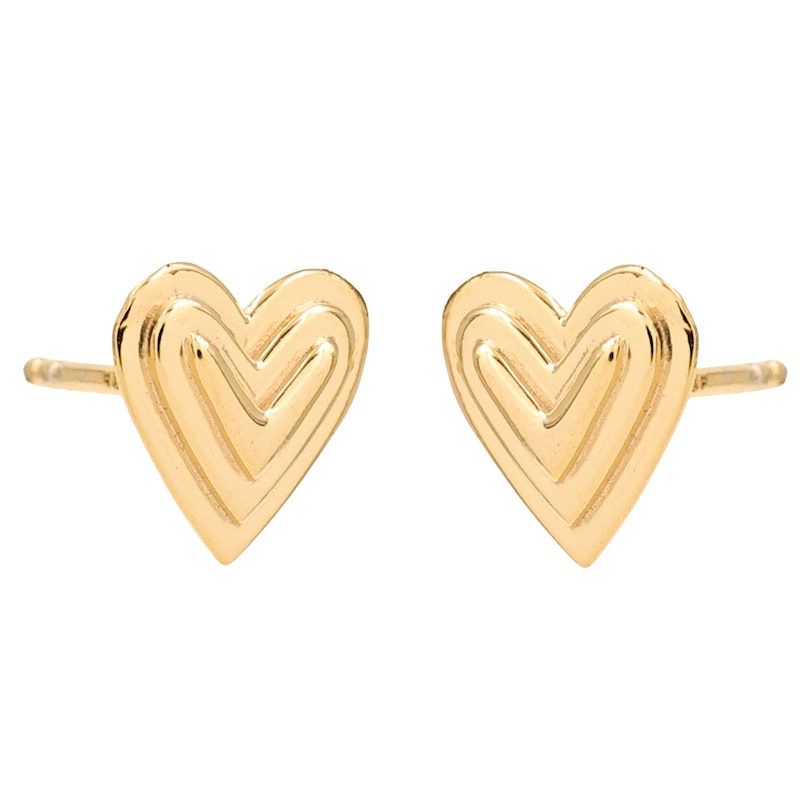 Main Image 2 of HS Edit HEARTS 18ct Yellow Gold Plated Groove Heart Stud Earrings
