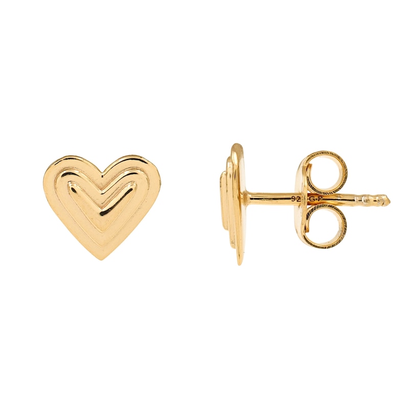 Main Image 3 of HS Edit HEARTS 18ct Yellow Gold Plated Groove Heart Stud Earrings