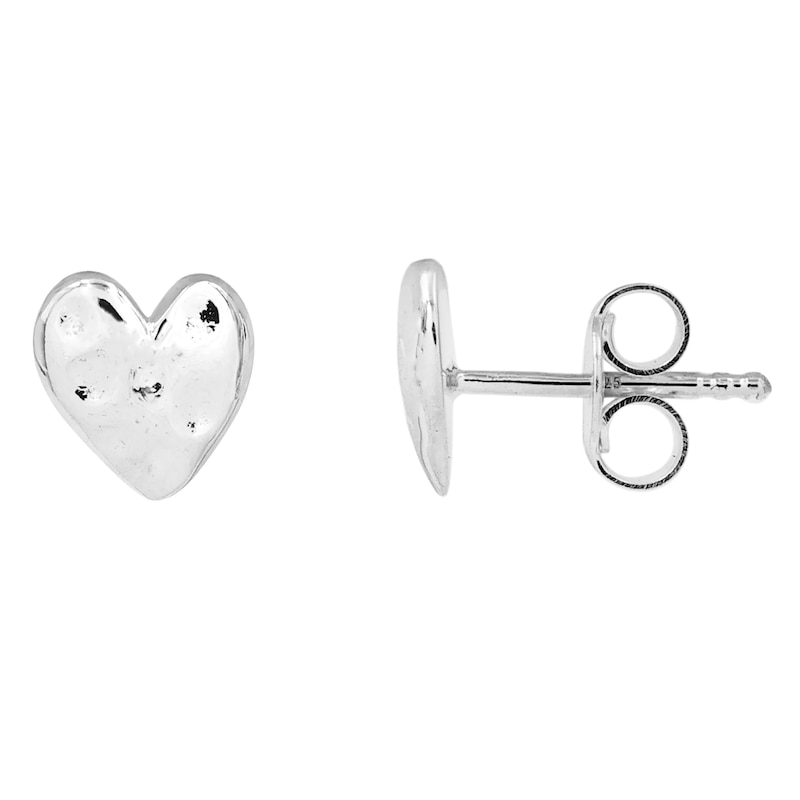 Main Image 3 of HS Edit HEARTS Sterling Silver Hammered Heart Stud Earrings