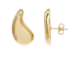 HS Edit TEARDROP 18ct Yellow Gold Plated Curved Teardrop Stud Earrings