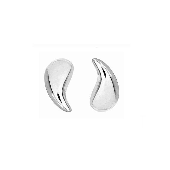 HS Edit TEARDROP Sterling Silver Curved Teardrop Stud Earrin