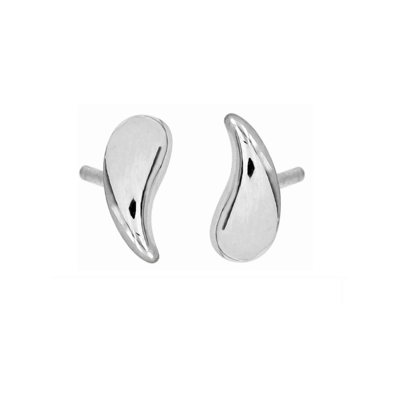 Main Image 2 of HS Edit TEARDROP Sterling Silver Curved Teardrop Stud Earrings