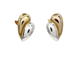 HS Edit TEARDROP Sterling Silver And 18ct Yellow Gold Plated Double Teardrop Stud Earrings
