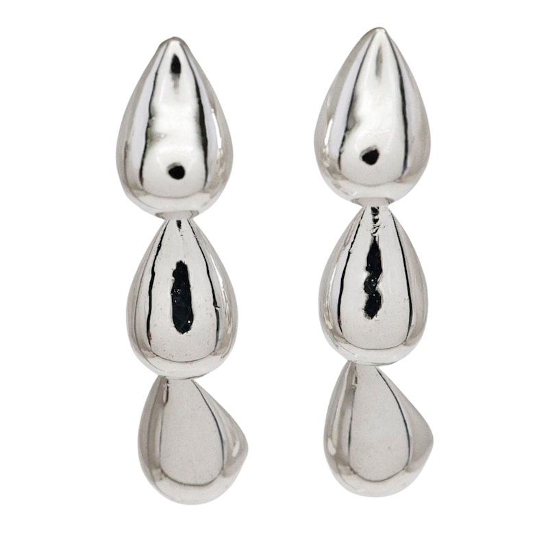Main Image 1 of HS Edit TEARDROP Sterling Silver Bubble Teardrop Drop Earrings