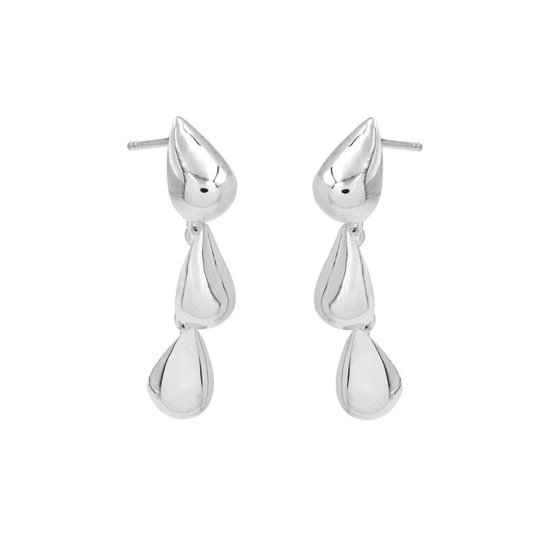Main Image 2 of HS Edit TEARDROP Sterling Silver Bubble Teardrop Drop Earrings