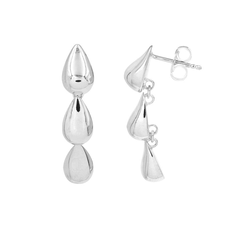 Main Image 3 of HS Edit TEARDROP Sterling Silver Bubble Teardrop Drop Earrings