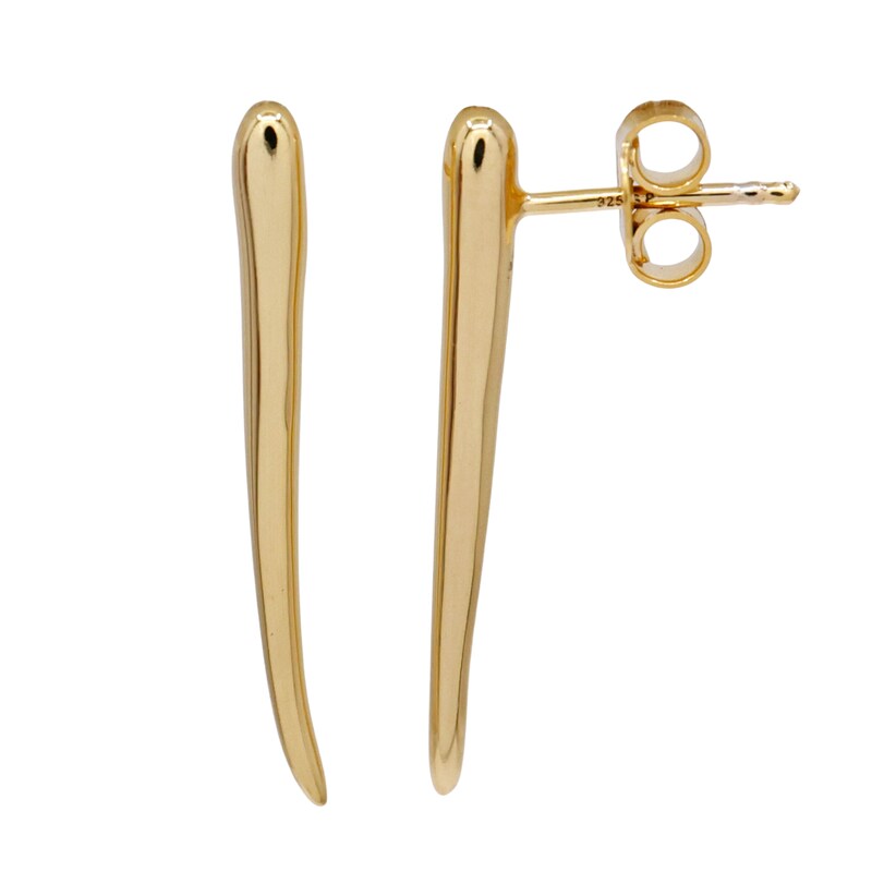 Main Image 1 of HS Edit ORGANIC 18ct Yellow Gold Plated Abstract Organic Bar Drop Stud Earrings