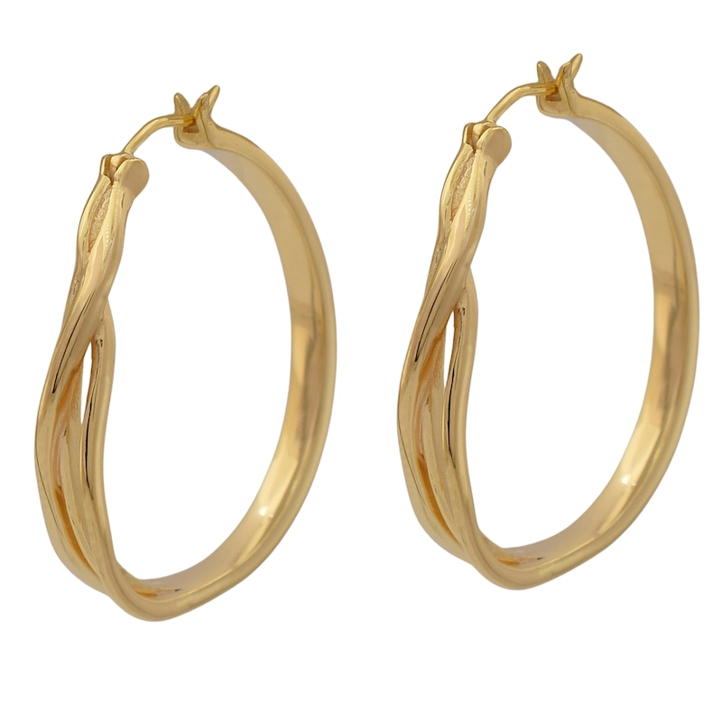 Main Image 1 of HS Edit ORGANIC 18ct Yellow Gold Plated Organic Entwined Hoop Earrings