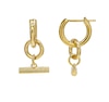 Thumbnail Image 1 of HS Edit T-BAR 18ct Yellow Gold Plated Sterling Silver T-Bar Drop Hoop Earrings