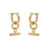 Thumbnail Image 2 of HS Edit T-BAR 18ct Yellow Gold Plated Sterling Silver T-Bar Drop Hoop Earrings