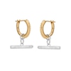 Thumbnail Image 2 of HS Edit T-BAR 18ct Yellow Gold Plate & Sterling Silver Textured T-Bar Drop Hoop Earrings