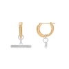 Thumbnail Image 3 of HS Edit T-BAR 18ct Yellow Gold Plate & Sterling Silver Textured T-Bar Drop Hoop Earrings