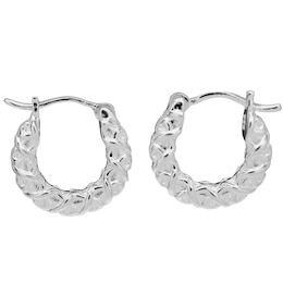 HS Edit CHAINS Sterling Silver Chunky Textured Hoop Earrings