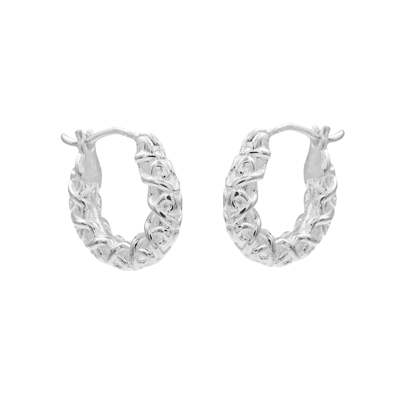 Main Image 2 of HS Edit CHAINS Sterling Silver Chunky Textured Hoop Earrings