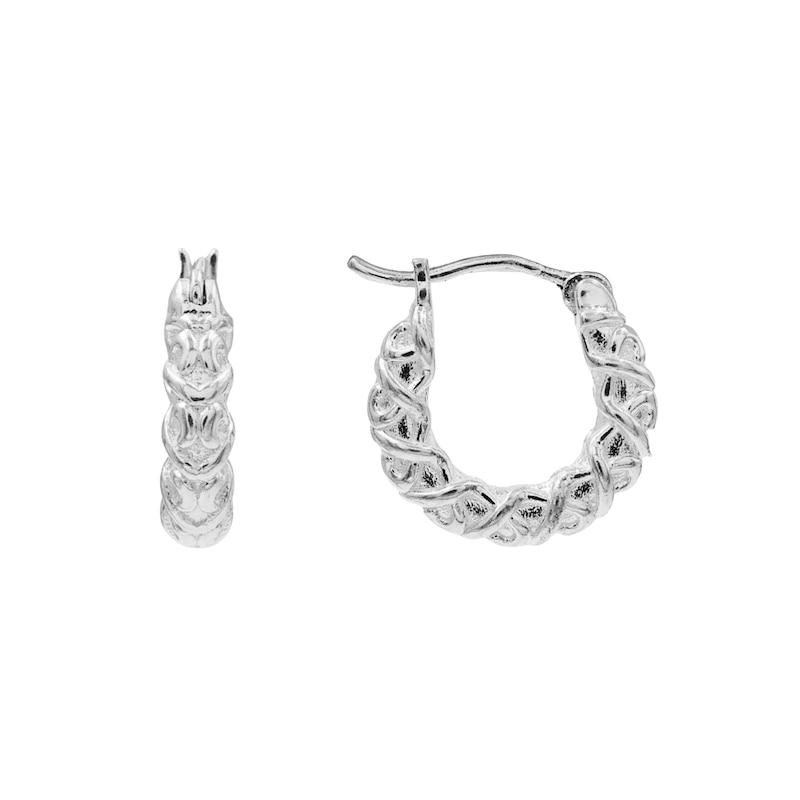 Main Image 3 of HS Edit CHAINS Sterling Silver Chunky Textured Hoop Earrings