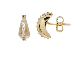 HS Edit TEARDROP 18ct Yellow Gold Plate & Cubic Zirconia Chunky Drop Stud Earrings
