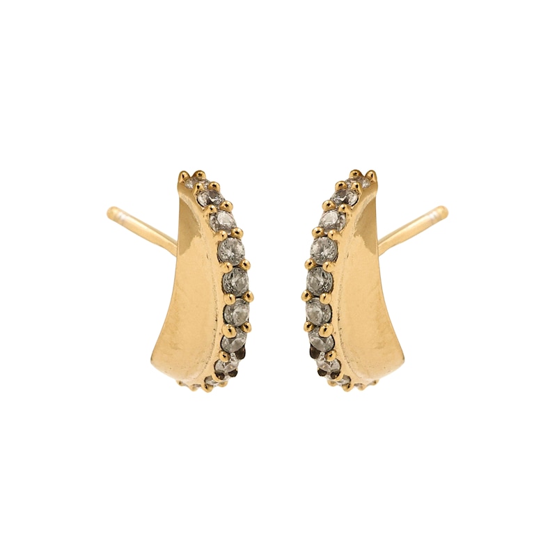 Main Image 2 of HS Edit TEARDROP 18ct Yellow Gold Plate & Cubic Zirconia Chunky Drop Stud Earrings