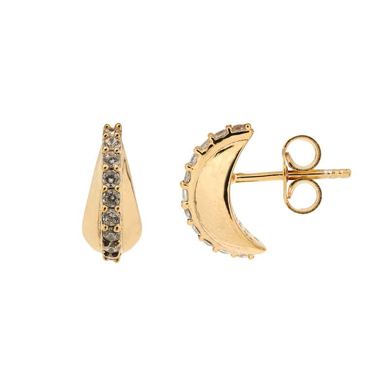 Main Image 3 of HS Edit TEARDROP 18ct Yellow Gold Plate & Cubic Zirconia Chunky Drop Stud Earrings