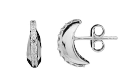 HS Edit TEARDROP Sterling Silver & Cubic Zirconia Chunky Drop Stud Earrings