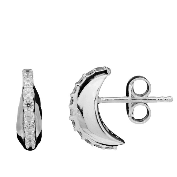 HS Edit TEARDROP Sterling Silver & Cubic Zirconia Chunky Drop Stud Earrings