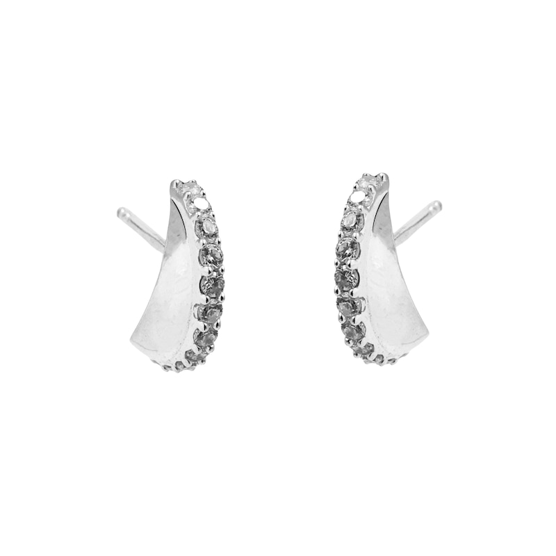 Main Image 2 of HS Edit TEARDROP Sterling Silver & Cubic Zirconia Chunky Drop Stud Earrings