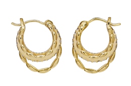 HS Edit CHAINS 18ct Yellow Gold Plate & Cubic Zirconia Triple Hoop Earrings