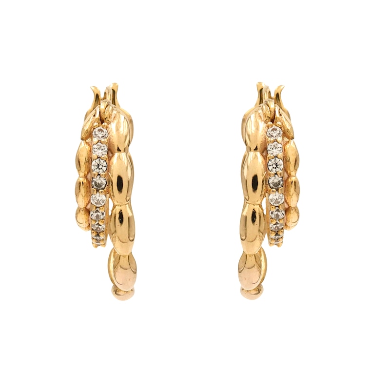 Main Image 2 of HS Edit CHAINS 18ct Yellow Gold Plate & Cubic Zirconia Triple Hoop Earrings