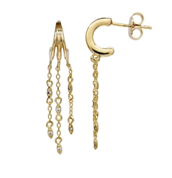 HS Edit CHAINS 18ct Yellow Gold Plate & Cubic Zirconia Chain Drop Hoop Earrings