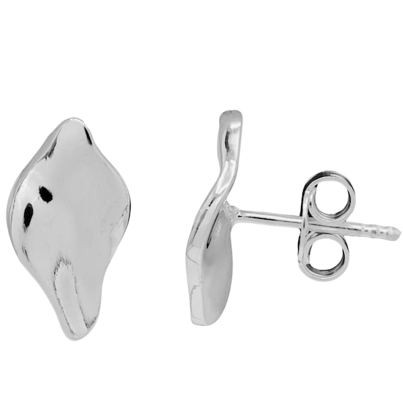 HS Edit MOLTEN Sterling Silver Moulded Organic Pebble Stud E