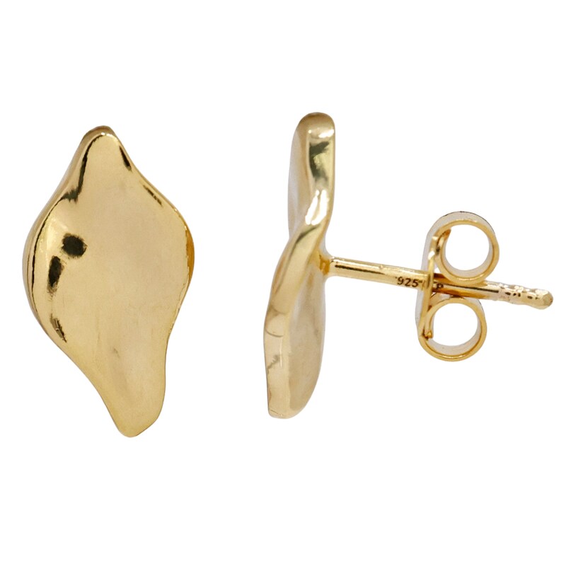 Main Image 1 of HS Edit MOLTEN 18ct Yellow Gold Plated Moulded Oganic Pebble Stud Earrings