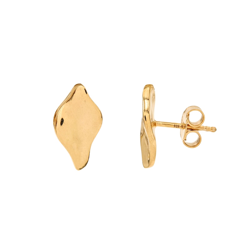 Main Image 3 of HS Edit MOLTEN 18ct Yellow Gold Plated Moulded Oganic Pebble Stud Earrings