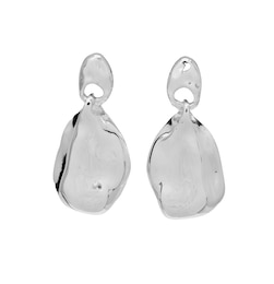 HS Edit MOLTEN Sterling Silver Moulded Organic Pebble Drop Earrings