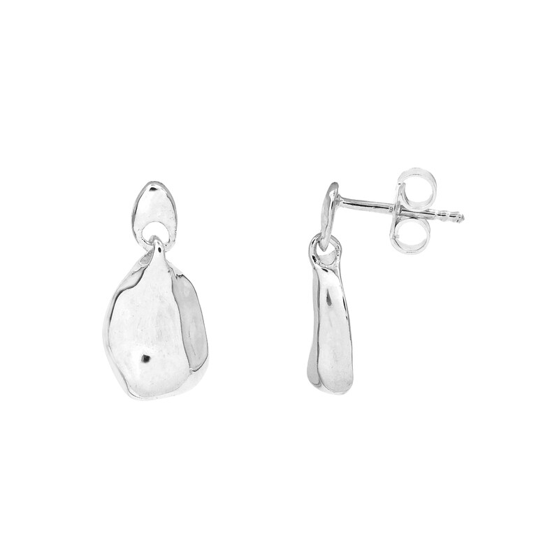 Main Image 3 of HS Edit MOLTEN Sterling Silver Moulded Organic Pebble Drop Earrings