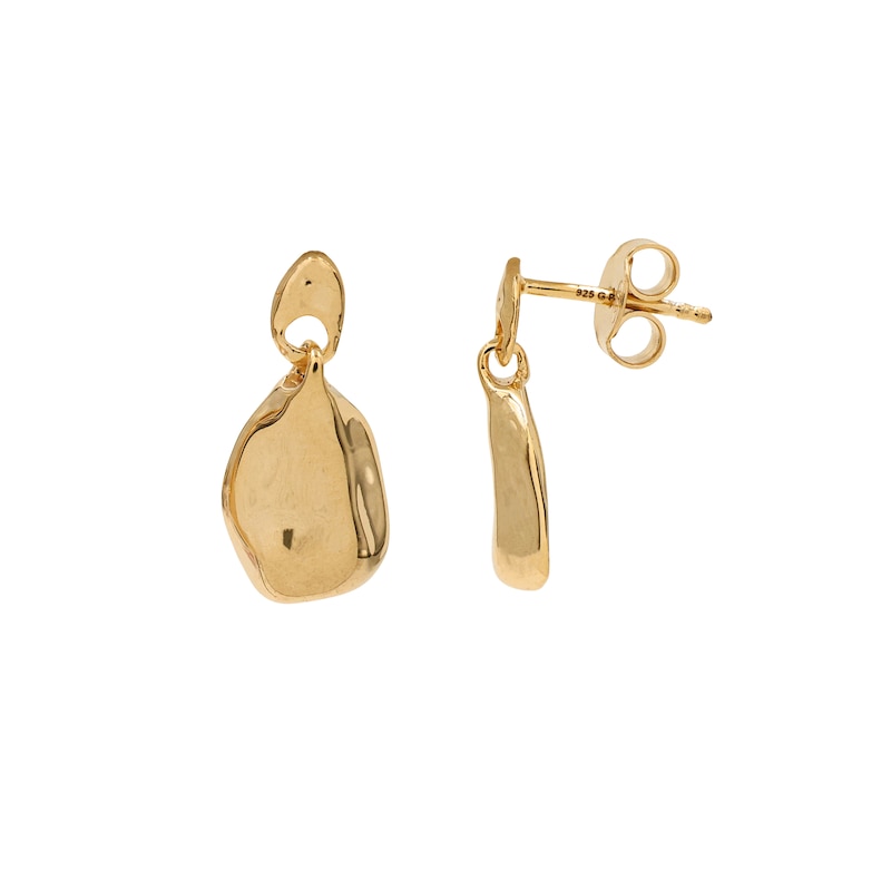 Main Image 3 of HS Edit MOLTEN 18ct Yellow Gold Plated Moulded Organic Pebble Drop Earrings