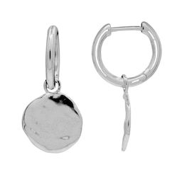 HS Edit MOLTEN Sterling Silver Moulded Coin Hoop Drop Earrings