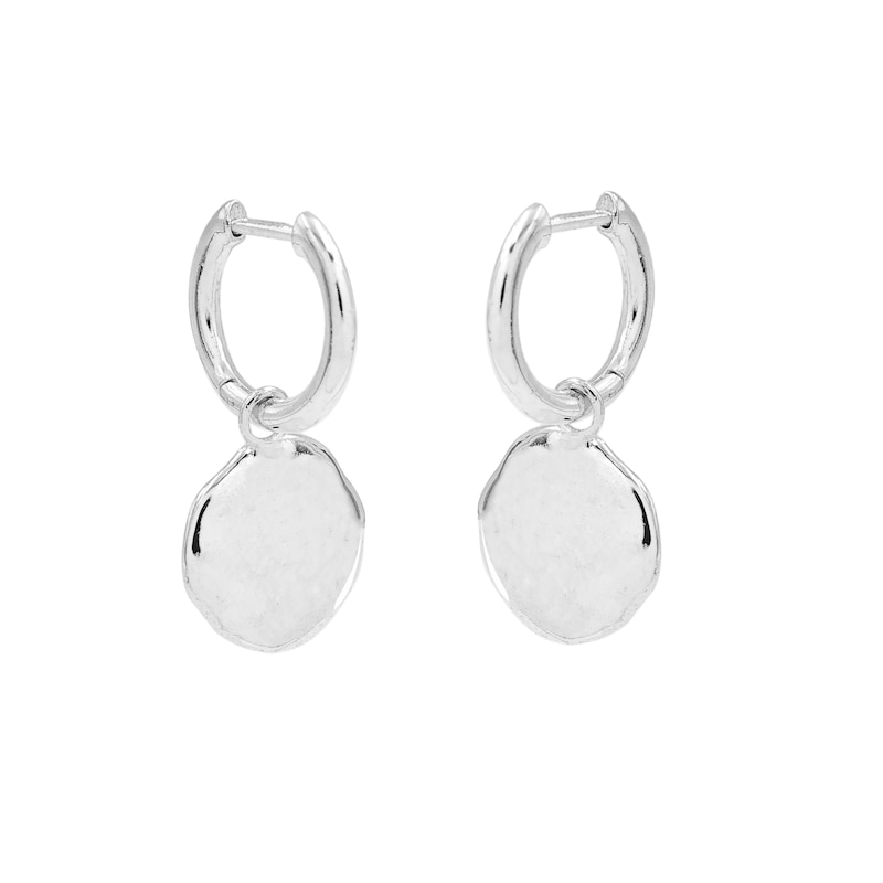 Main Image 2 of HS Edit MOLTEN Sterling Silver Moulded Coin Hoop Drop Earrings