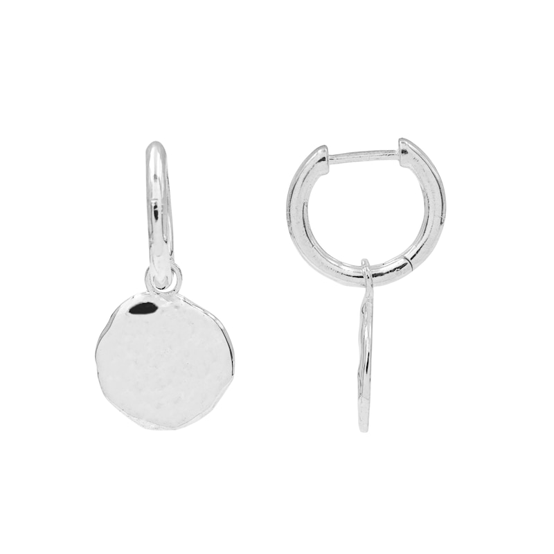 Main Image 3 of HS Edit MOLTEN Sterling Silver Moulded Coin Hoop Drop Earrings