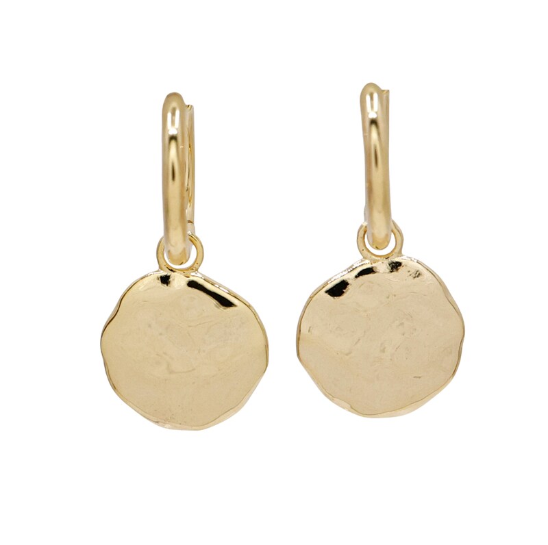Main Image 1 of HS Edit MOLTEN 18ct Yellow Gold Plated Moulded Coin Hoop Drop Earrings