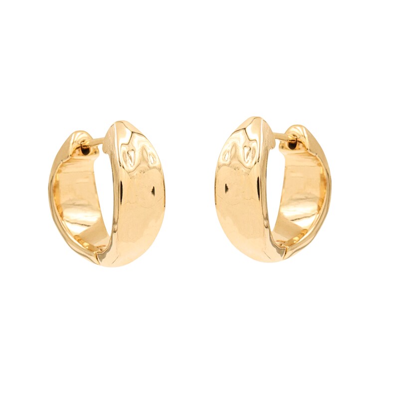Main Image 2 of HS Edit MOLTEN 18ct Yellow Gold Plated Sterling Silver Small Moulded Chunky Hoop Earrings