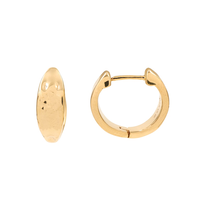Main Image 3 of HS Edit MOLTEN 18ct Yellow Gold Plated Sterling Silver Small Moulded Chunky Hoop Earrings