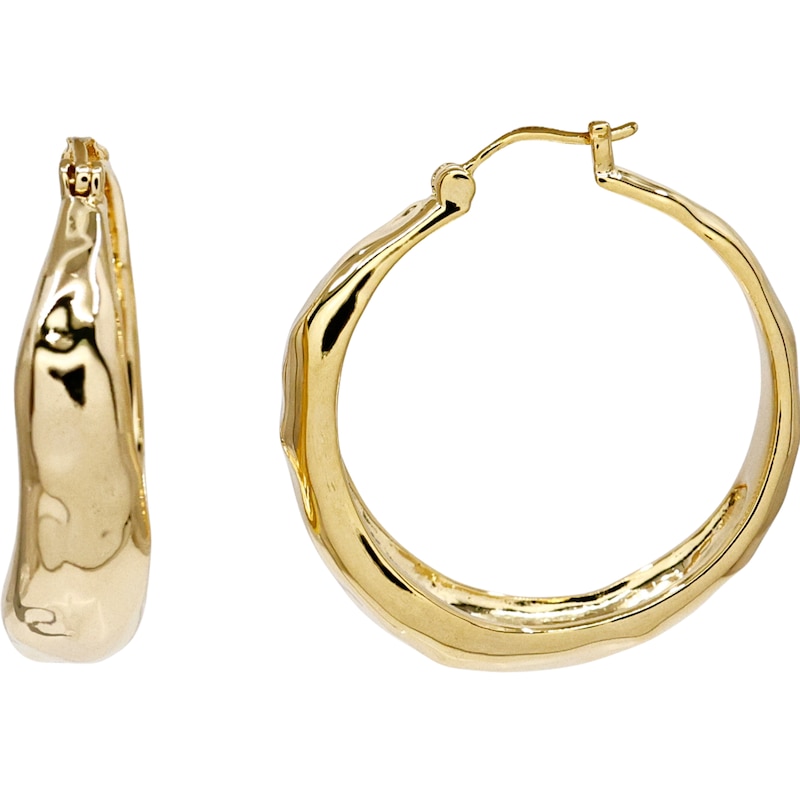 Main Image 1 of HS Edit MOLTEN 18ct Yellow Gold Plated Large Moulded Chunky Hoop Earrings